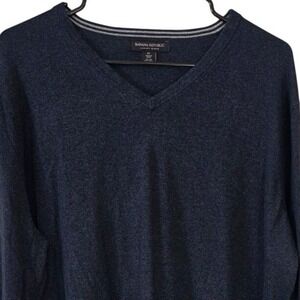 Banana Republic Mens Luxury Blend Silk Cotton Cashmere V-Neck Sweater Navy XL